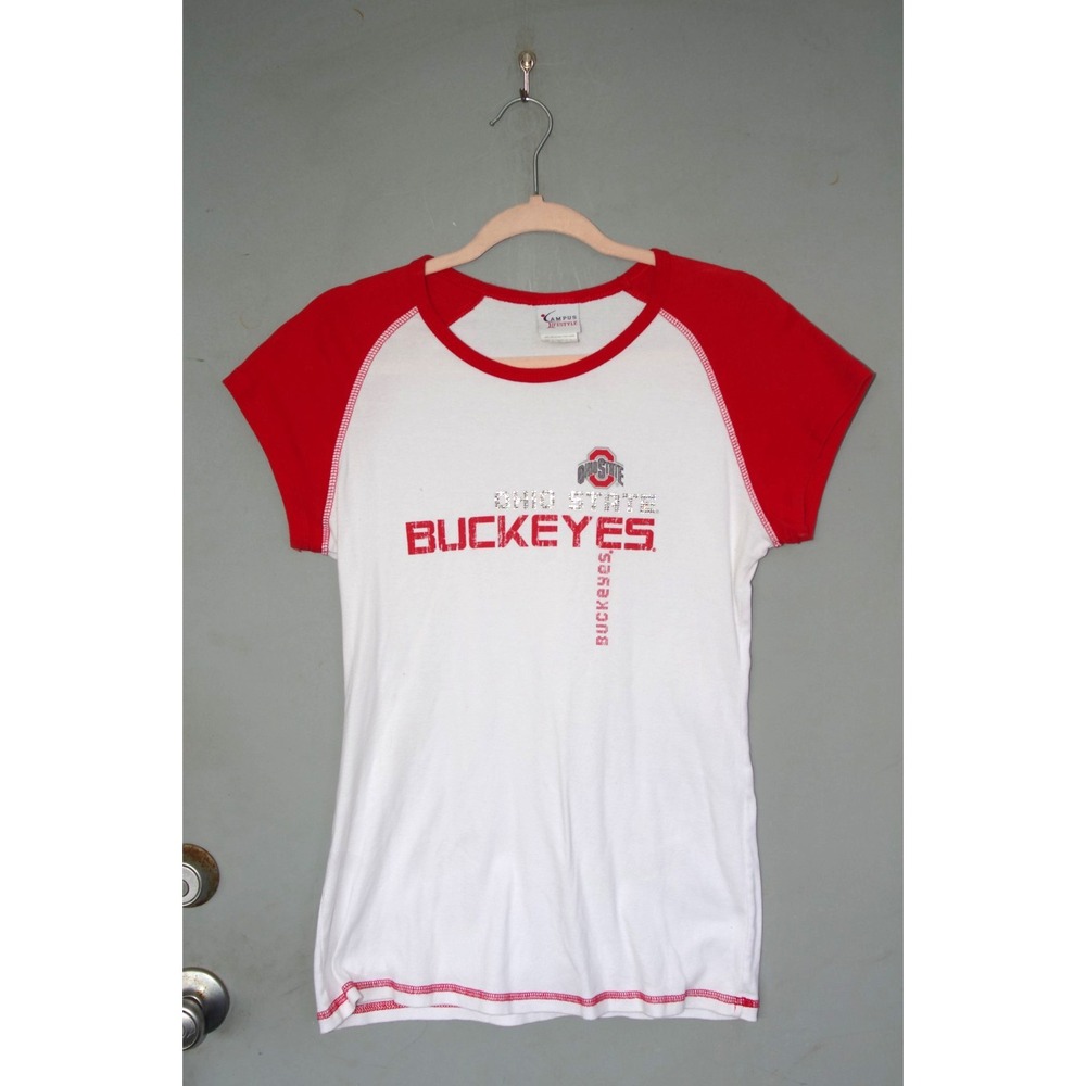 Vtg‎ Y2K THE Ohio State University Women's Sparkly Bling T-Shirt GUC XL OSU